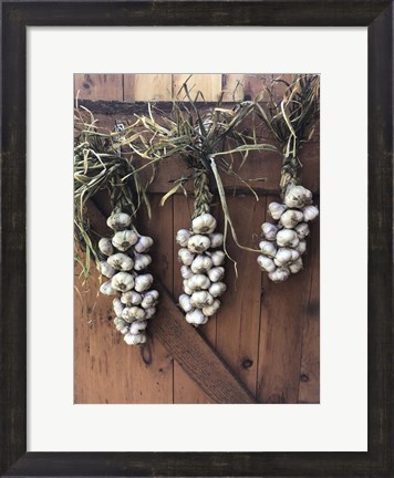 Framed Garlic Braids Hanging on a Barn Door Print