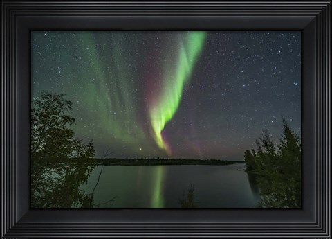 Framed Aurora and Big Dipper Over Tibbitt Lake Near Yellowknife Print