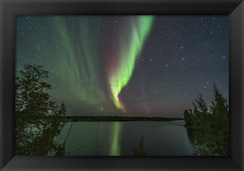 Framed Aurora and Big Dipper Over Tibbitt Lake Near Yellowknife Print