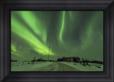 Framed Aurora and Cassiopeia Over the Churchill Northern Studies Centre Print