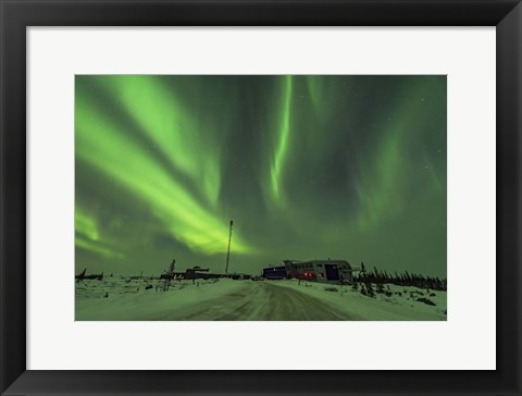 Framed Aurora and Cassiopeia Over the Churchill Northern Studies Centre Print