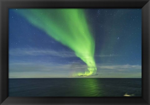 Framed Aurora in Moonlight Over the Barents Sea Print