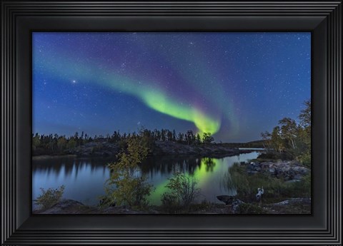 Framed Aurora in Twilight at Tibbitt Lake, Yellowknife Print
