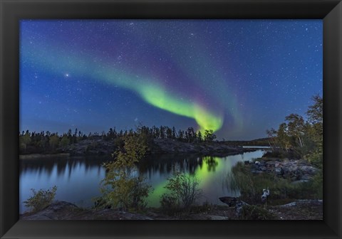 Framed Aurora in Twilight at Tibbitt Lake, Yellowknife Print