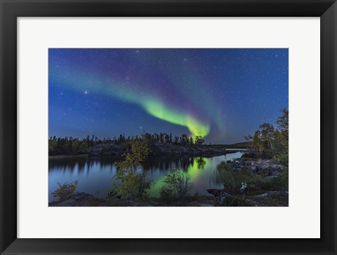 Framed Aurora in Twilight at Tibbitt Lake, Yellowknife Print