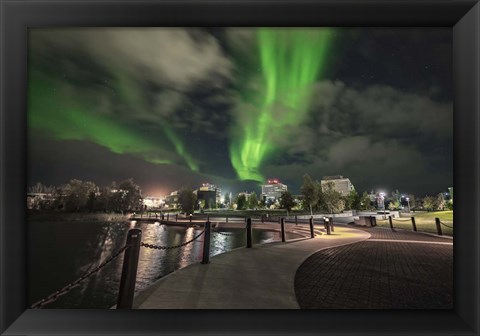 Framed Northern Lights Over Downtown Yellowknife, Northwest Territories Print