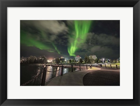 Framed Northern Lights Over Downtown Yellowknife, Northwest Territories Print