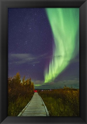 Framed Auroral Arc Over the Boardwalk at Rotary Park in Yellowknife Print