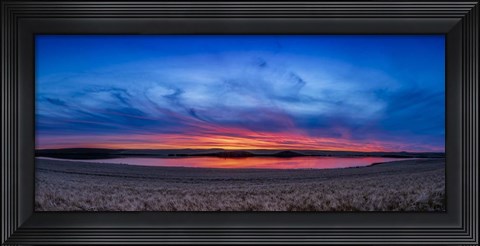 Framed Autumn Sunset Over a Wheat Field in Southern Alberta Print