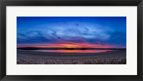 Framed Autumn Sunset Over a Wheat Field in Southern Alberta Print