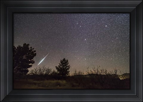 Framed Single Bright Meteor From the Geminid Meteor Shower of December 2017 Print