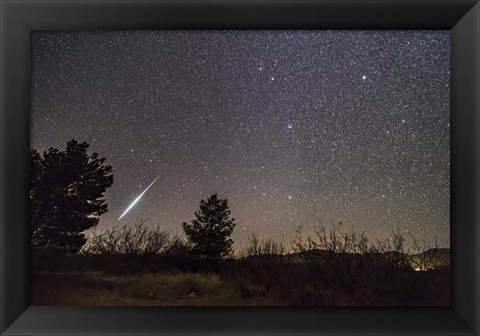 Framed Single Bright Meteor From the Geminid Meteor Shower of December 2017 Print