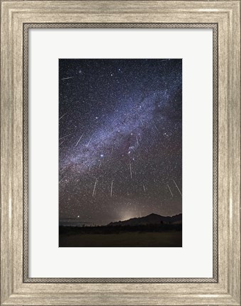 Framed Geminid Meteor Shower Raining Overhead Above the Chiricahua Mountains Print
