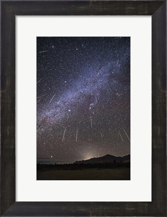 Framed Geminid Meteor Shower Raining Overhead Above the Chiricahua Mountains Print