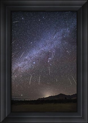 Framed Geminid Meteor Shower Raining Overhead Above the Chiricahua Mountains Print