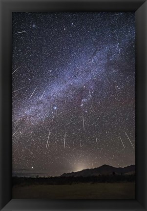 Framed Geminid Meteor Shower Raining Overhead Above the Chiricahua Mountains Print