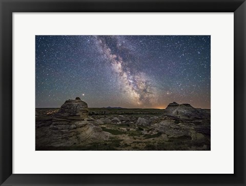 Framed Mars and the Galactic Center of Milky Way Over Writing-On-Stone Provincial Park Print