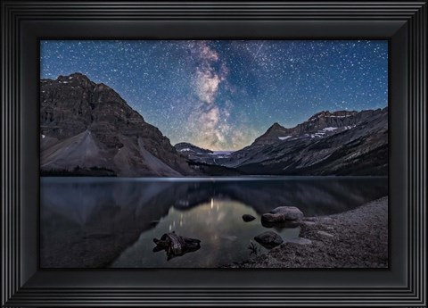 Framed Milky Way Setting Behind Bow Glacier at the End of Bow Lake Print