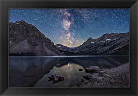 Framed Milky Way Setting Behind Bow Glacier at the End of Bow Lake Print