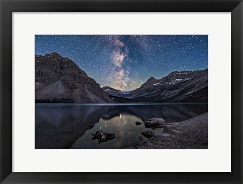 Framed Milky Way Setting Behind Bow Glacier at the End of Bow Lake Print