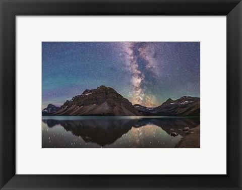 Framed Milky Way Reflections at Bow Lake in Banff National Park, Alberta Print