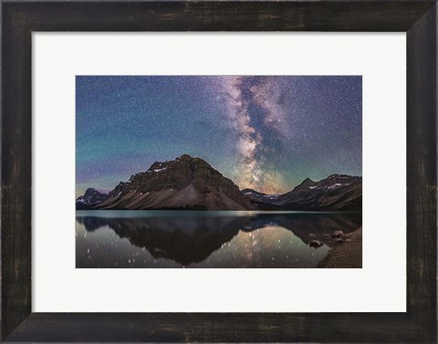 Framed Milky Way Reflections at Bow Lake in Banff National Park, Alberta Print