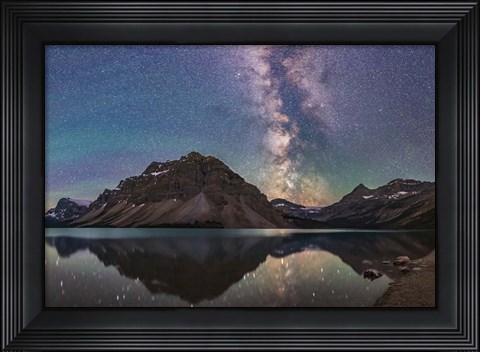 Framed Milky Way Reflections at Bow Lake in Banff National Park, Alberta Print