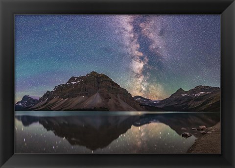 Framed Milky Way Reflections at Bow Lake in Banff National Park, Alberta Print