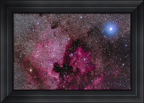 Framed North America Nebula Near Teh Bright Blue-White Star Deneb Print