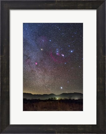 Framed Orion &amp; Sirius Rising Over the Peloncillo Mountains of Southwest New Mexico Print