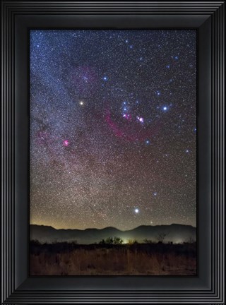 Framed Orion &amp; Sirius Rising Over the Peloncillo Mountains of Southwest New Mexico Print