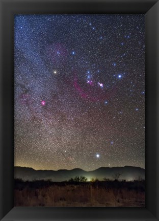 Framed Orion &amp; Sirius Rising Over the Peloncillo Mountains of Southwest New Mexico Print