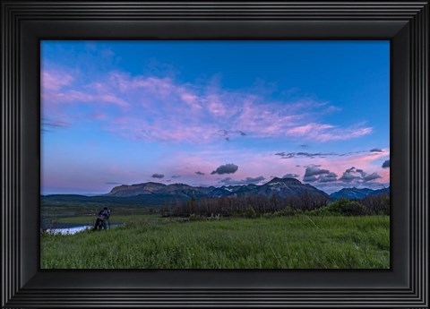 Framed Photographer in the Evening Twilight at Waterton Lakes National Park Print