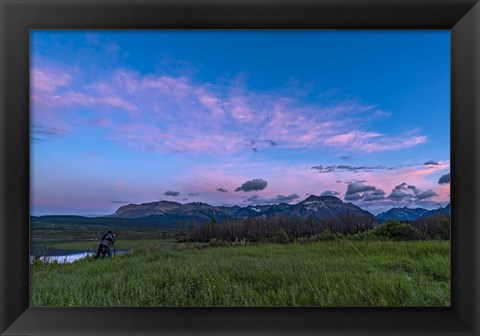 Framed Photographer in the Evening Twilight at Waterton Lakes National Park Print