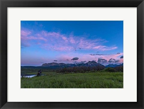 Framed Photographer in the Evening Twilight at Waterton Lakes National Park Print