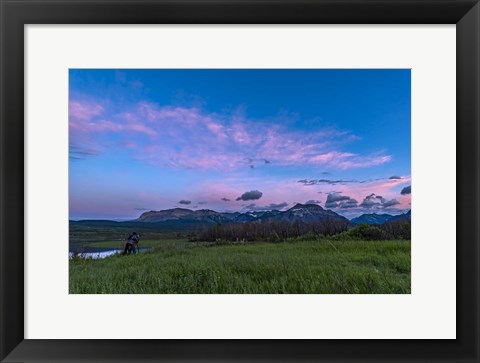 Framed Photographer in the Evening Twilight at Waterton Lakes National Park Print