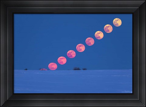 Framed Rising of the Full Moon Over Alberta Print