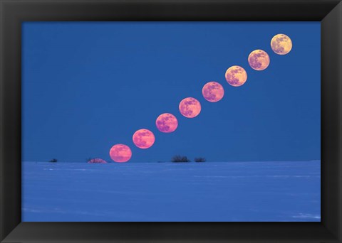 Framed Rising of the Full Moon Over Alberta Print