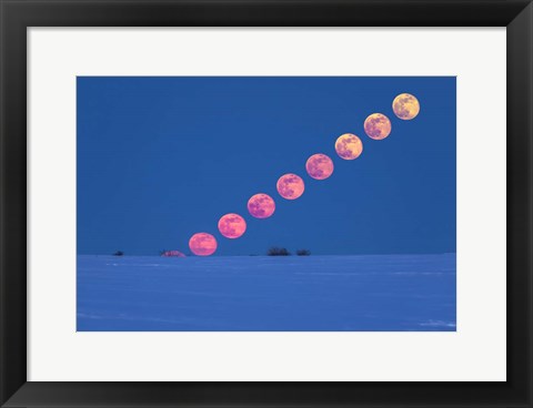 Framed Rising of the Full Moon Over Alberta Print