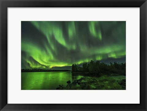 Framed Bright Sky-Filling Aurora at Tibbitt Lake East of Yellowknife Print