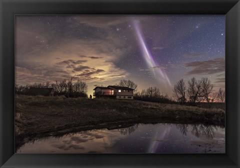 Framed Unusual STEVE Auroral Arc Over a House in Southern Alberta Print