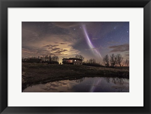 Framed Unusual STEVE Auroral Arc Over a House in Southern Alberta Print