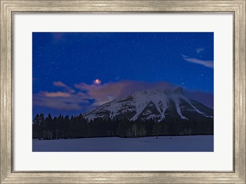 Framed Total Eclipse of the Moon Over the Canadian Rocky Mountains in Alberta Print