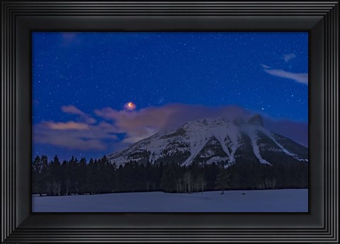 Framed Total Eclipse of the Moon Over the Canadian Rocky Mountains in Alberta Print