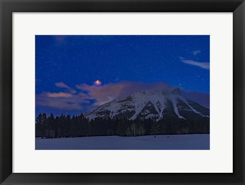 Framed Total Eclipse of the Moon Over the Canadian Rocky Mountains in Alberta Print