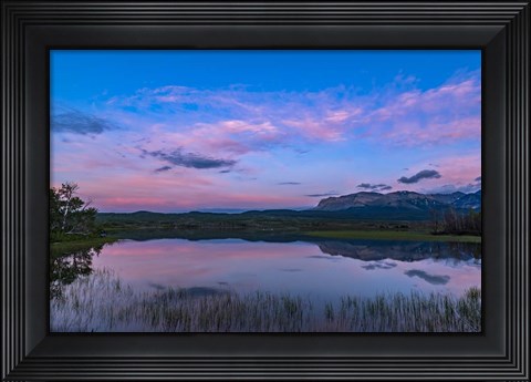 Framed Twilight at Maskinonge Lake in Waterton Lakes National Park Print