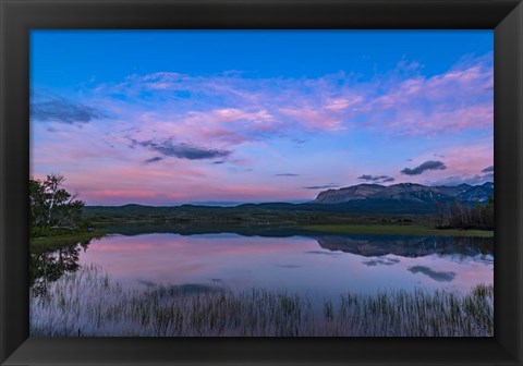 Framed Twilight at Maskinonge Lake in Waterton Lakes National Park Print
