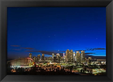 Framed Venus and Stars Setting Over the Skyline of Calgary Print