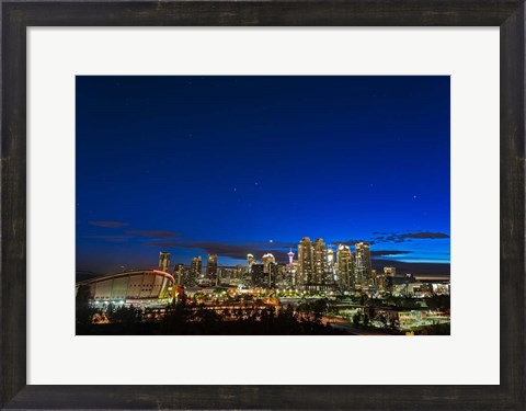 Framed Venus and Stars Setting Over the Skyline of Calgary Print
