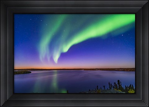 Framed Arc of Northern Lights Appears in the Evening Twilight Over Prelude Lake Print